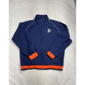 Y2K Detroit Tigers MLB Genuine Merchandise Reebok Windbreaker Jacket Size Large